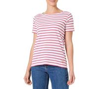 Armor Lux Marinière à Manches Courtes en Coton léger Femme T-Shirt, Blanc/Garnet Rose
