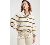Armor Lux Pull Camionneur rayé Héritage Over, Nature/Fir Green, M Femme