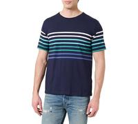 Armor Lux T- Shirt à Manches Courtes rayé en Coton léger col Rond Homme, Marine Deep/Multicol e25