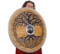 Armor Motif Bouclier Viking, Bouclier Nordique, Décoration Murale, LARP et Reconstitution, Prêt pour SCA, Noir, 61 cm