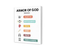 Armor of God Wall Art for Boys, Ephesians 6 Framed Scripture Print for Boys Bedroom, Sunday School and Brave Kids Room (Framed,08x12inch(20x30cm))