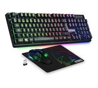 Armor RF800 Teclado y Ratón Para Gamers Recargable QWERTY (Layout Español) Con Mouse Pad - RGB Wireless 2.4Ghz Keyboard