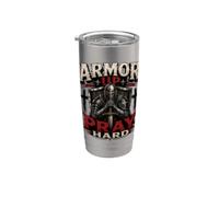 Armor Up Pray Hard Christian Warrior Knight Faith Gobelet isotherme en acier inoxydable double paroi