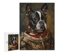 Armored Boston Terrier Portrait Puzzle 1000 Pièces Educa Jouet en Bois Cadeau Unique Décoration Intérieure Jeu Éducatif Challenge Toy Adultes Et Enfants À Partir De 14 Ans 500 PCS