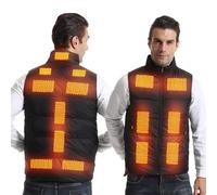 Armorget Gilet Chauffant avec 15 Zones de Chauffage, Température à 3 Niveaux, Gilet Chauffant en Duvet Rechargeable par USB, Veste Chauffante pour Extérieur 3XL Noir (Batterie Exclues)