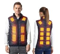 Armorget Gilet Chauffant, Réglage de la Température à 3 Niveaux avec 17 Zones de Chauffage, Gilet Chauffant Rechargeable par USB, Veste Chauffante Lavable Pour L'extérieur 3XS Bleu(Piles Exclues)