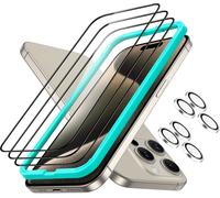 Armorite Tempered Glass For Iphone 15 Pro With Camera Protector, Contain 3 Screen Protectors And 2 Individual Camera Lens Protectors, Curved Edges 2.5d, Military Protection, Anti-Scratch