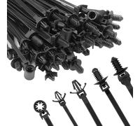 Armpow Lot de 110 attaches de câble en nylon pour voiture - Auto-bloquantes - Résistantes aux UV - Pour la construction automobile - Noir