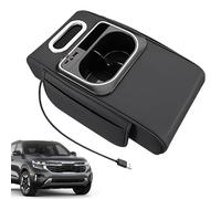 Armrest Storage, Car Organizer Box, Cup Holder Tissue, Side Pocket Compartment, Ambient Light Feature, USB Port Holder, Vehicle Interior Accessory for Central Storage Card Key Truck