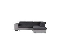 ARMSTRONG Canape dangle droit convertible + coffre 5 places - Tissu gris clair et gris fonce - L 271 x P 220 x H 77 cm