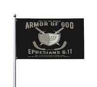 Armure de Dieu Art numérique - Drapeau de maison chrétienne pour femme, drapeau de 9,5 x 1,5 m sur un seul côté extérieur, bannières anti-décoloration aux couleurs vives, décoration extérieure de cou