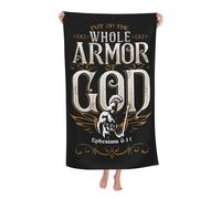 Armure De Dieu Christianisme Verset Religieux Serviette De Bain Séchage Rapide Serviette De Plage Grande Drap De Plage pour Gym Douche Piscine Hôtel 80X130Cm