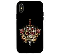 Armure de Dieu Tatouage Épée Broadsword Serpent Christian Ephesians 6 Coque pour iPhone X/XS