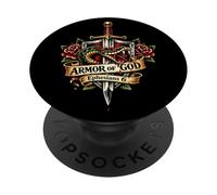 Armure de Dieu Tatouage Épée Broadsword Serpent Christian Ephesians 6 PopSockets PopGrip Adhésif