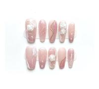 Armure de port faite à la main, yeux de chat scintillants en forme de cœur rose détachable, utilisation répétée de faux ongles(Pink,L)