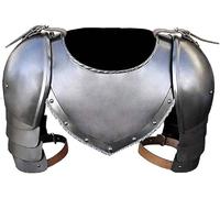 Armure d'épaule médiévale Pauldron en acier, sangles réglables en cuir, argent | Armure de chevalier en acier Pauldron Garde d'épaule en fer | Colliers Gorget en acier en métal gothique Garde du cou