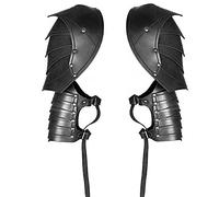 Armure d'épaule Punk médiévale, épaulettes de Soldat de Chevalier Gothique Vintage, Armure segmentée en Cuir, Costume de Cosplay de Prince Pirate, Style médiéval (Noir)