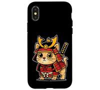 Armure rouge du chat samouraï Coque pour iPhone X/XS