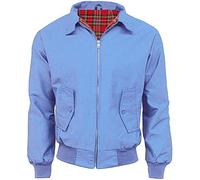 Army And Workwear Harrington Blouson de style aviateur classique pour hommes, avec doublure tartan et fermeture éclair, bleu clair, 3XL