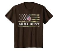 Army Aunt avec Drapeau américain - Cadeau pour la fête des vétérans T-Shirt, Enfant, Marron, 8 Ans