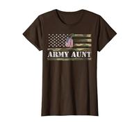 Army Aunt avec Drapeau américain - Cadeau pour la fête des vétérans T-Shirt, Femme, Marron, M