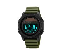 (Army Green, Multicolor) SKMEI 2358 Solar Powered Digital Watch Electronic Waterproof Sports Wristwatch with EL Backlight