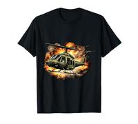 Army Huey Helicopter Battlefield Action Scène T-Shirt