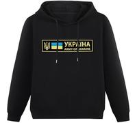 Army of Ukraine Ukrainian Soldier Military Green Hoody Unisex Ptinted Hoodies Long Sleeve Men's Hooded with Pocket Black S