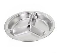 ARMYJY Assiette Ronde divisée en Acier Inoxydable à 3 Sections - 22/24/26 cm - pour Restauration Rapide, Restaurant, école, cafétéria, Maison (26 cm)