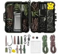 ARMYJY Kit d'accessoires de pêche à la carpe 272 pièces avec hameçons, arrêts émerillons, ensemble complet pour la pêche à la carpe de style européen professionnel, composants en métal et plastique (A