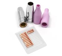 ARMYJY Kit de 16 consommables pour torche MIG : buses en cuivre et céramique, embouts de 0,1 cm et diffuseurs pour Miller MB15/MB24, pour lincoln pour magnum 100L, pour hobart H-Series, MIG200/MIG250
