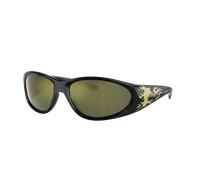 Arnette Homme Sunglass AN4342 Ilum 2.0 - Couleur du Monture: Noir/flammes dorées, Couleur de Lentille: Vert foncé dégradé Pétrole Effet miroir
