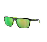 Arnette Homme Sunglass Stripe - Couleur du Monture: Noir/vert fluo, Couleur de Lentille: Gris foncé vert miroir polarisé