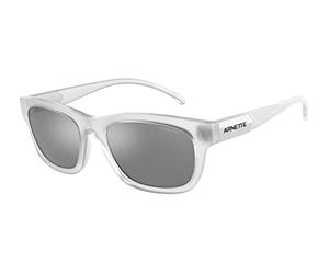 Arnette Makemake Lunettes de Soleil carrées pour Homme An4284, Cristal Mat/Gris Clair Miroir argenté