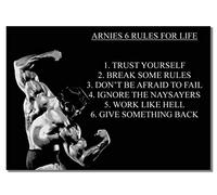 Arnold #6 Rules Poster A3 sans cadre Schwarzenegger Bodybuilder Acteur Sport Citation Motivation Inspiration Copie de Signature Photo