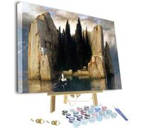 Arnold Bocklin Kit de peinture par numéro pour adultes, l'île des morts - Kit de peinture par numéros encadrée et chevalet pour débutants