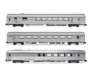 ARNOLD HN4500 SNCF, Rame de 3 unités Tee « Mistral » (Nice-Paris), Vru + Arux + AD4tux, livrée argentée, ép. IV