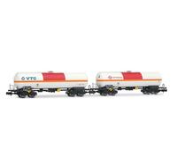 Arnold HN6634 SNCF, Lot de 2 Wagons citernes pour Chlore, VTG + ermewa, Beige/Orange/Rouge, EP. VI