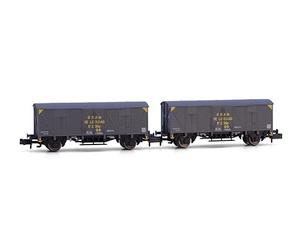 ARNOLD - HN6660 - Renfe Pack de 2 Unités, Wagons Couverts 2 Essieux Type J300 000 Livrée Grise Gran Velocidad EP III Matériel Roulant, Wagons