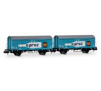 Arnold HN6683 SBB Lot de 2 wagons fermés à 2 essieux type Gs "APROZ", ep. III pour adultes et collectionneurs, bleu/blanc