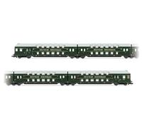 Arnold TT HN9523 DR, 4 unités à Deux étages avec Cabine de Commande, Toit Vert/Gris, ép. III Voitures de Voyageurs