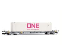 Arnold TT HN9762 Wagon Porte-conteneurs à 4 essieux, livrée Grise chargée avec 1 conteneur 1 x 45 pi One, EP. VI Wagon Packs