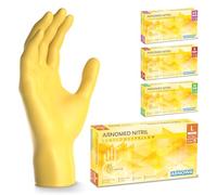 ARNOMED 100x Gants en nitrile taille L Jaune, Protection pour les mains à usage unique pour chirurgie & laboratoire, Sans poudre et sans latex, Moufles jetables en XS, S, M, L, XL, XXL