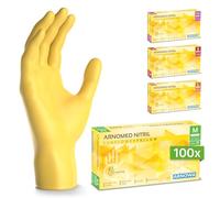 ARNOMED 100x Gants en nitrile taille M Jaune, Protection pour les mains à usage unique pour chirurgie & laboratoire, Sans poudre et sans latex, Moufles jetables en XS, S, M, L, XL, XXL