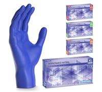 ARNOMED 100x Gants en nitrile taille XL Bleu océan, Gants à usage unique pour chirurgie & laboratoire, sans poudre et sans latex, Moufles en nitrile en XS, S, M, L, XL, XXL