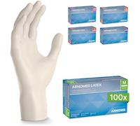 ARNOMED 100x gants jetables en latex blancs taille M, gants de chirurgie et de laboratoire, gants en nitrile à usage unique, moufles en latex XS, S, M, L, XL, XXL