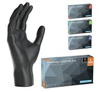 ARNOMED 100x Gants jetables en latex taille L noir, Gants jetables de chirurgie et de laboratoire, Gants à usage unique en nitrile, Moufles en latex en XS, S, M, L, XL, XXL