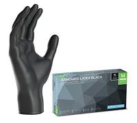 ARNOMED 100x Gants jetables en latex taille M noir, Gants jetables de chirurgie et de laboratoire, Gants à usage unique en nitrile, Moufles en latex en XS, S, M, L, XL, XXL