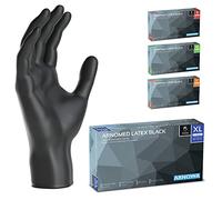 ARNOMED 100x Gants jetables en latex taille XL noir, Gants jetables de chirurgie et de laboratoire, Gants à usage unique en nitrile, Moufles en latex en XS, S, M, L, XL, XXL