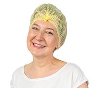 ARNOMED® Charlotte Cheveux Jetable 52 cm Jaune [100 PIÈCES] - Filet Cheveux Plastique pour OP, Cuisine & Hygiène - Bonnet à Usage Unique - Charlotte Alimentaire de Protection des Cheveux en Tissu